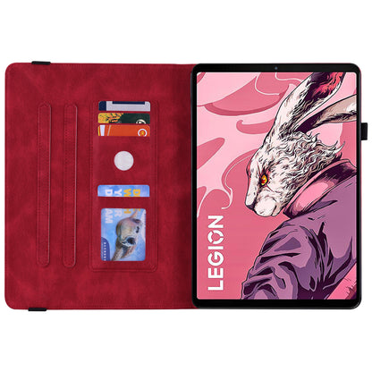 For Lenovo Legion Y700 (2023) Case PU Leather Imprinted Card Holder Stand Tablet Cover