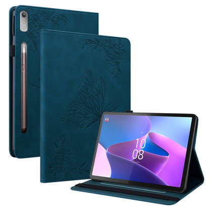 For Lenovo Tab P12 Case Butterfly Flower Imprinted PU Leather Stand Tablet Cover