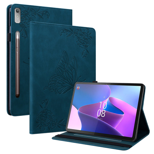 For Lenovo Tab P12 Case Butterfly Flower Imprinted PU Leather Stand Tablet Cover