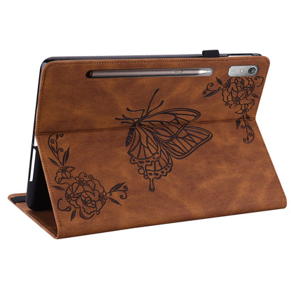 For Lenovo Tab P12 Case Butterfly Flower Imprinted PU Leather Stand Tablet Cover