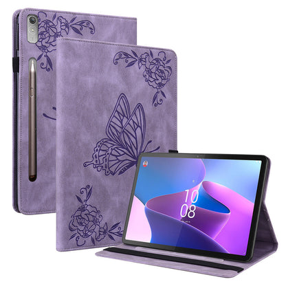 For Lenovo Tab P12 Case Butterfly Flower Imprinted PU Leather Stand Tablet Cover