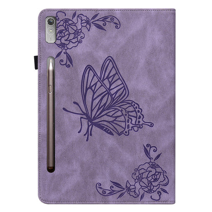 For Lenovo Tab P12 Case Butterfly Flower Imprinted PU Leather Stand Tablet Cover