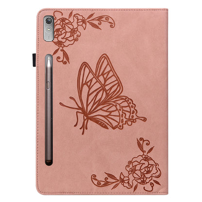 For Lenovo Tab P12 Case Butterfly Flower Imprinted PU Leather Stand Tablet Cover