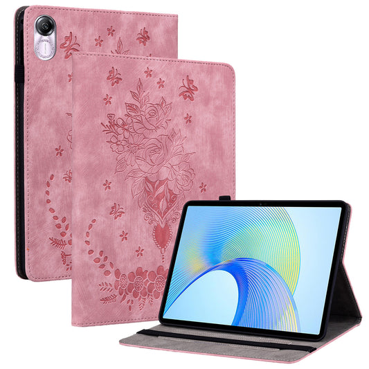 For Honor Pad X8 Pro / Pad X9 Cover Butterfly Rose Imprint PU Leather Tablet Case
