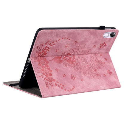 For Honor Pad X8 Pro / Pad X9 Cover Butterfly Rose Imprint PU Leather Tablet Case
