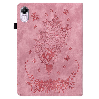 For Honor Pad X8 Pro / Pad X9 Cover Butterfly Rose Imprint PU Leather Tablet Case