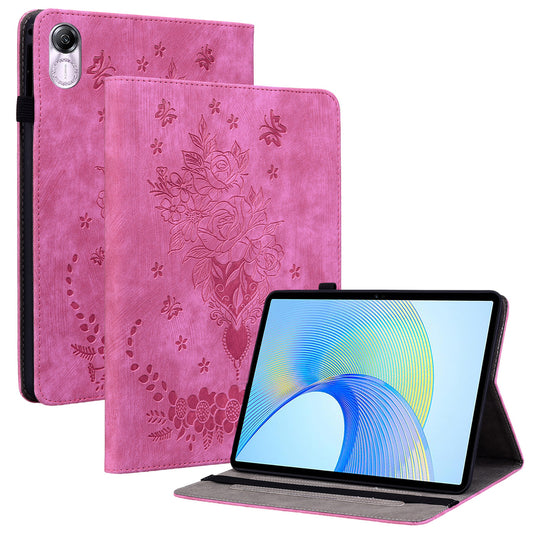 For Honor Pad X8 Pro / Pad X9 Cover Butterfly Rose Imprint PU Leather Tablet Case