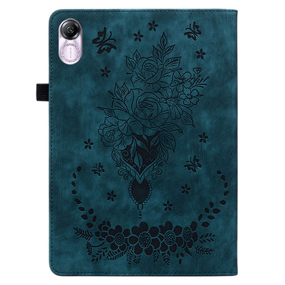 For Honor Pad X8 Pro / Pad X9 Cover Butterfly Rose Imprint PU Leather Tablet Case