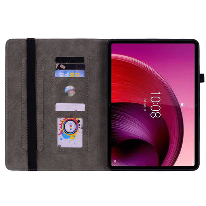 For Lenovo Tab M10 5G Leather Cover Butterfly Rose Imprinted Tablet Stand Case
