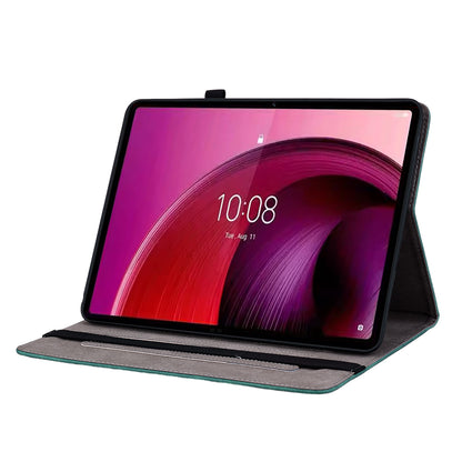 For Lenovo Tab M10 5G Leather Cover Butterfly Rose Imprinted Tablet Stand Case
