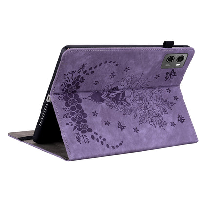 For Lenovo Legion Y700 (2023) Leather Case Butterfly Rose Imprint Card Slots Tablet Cover