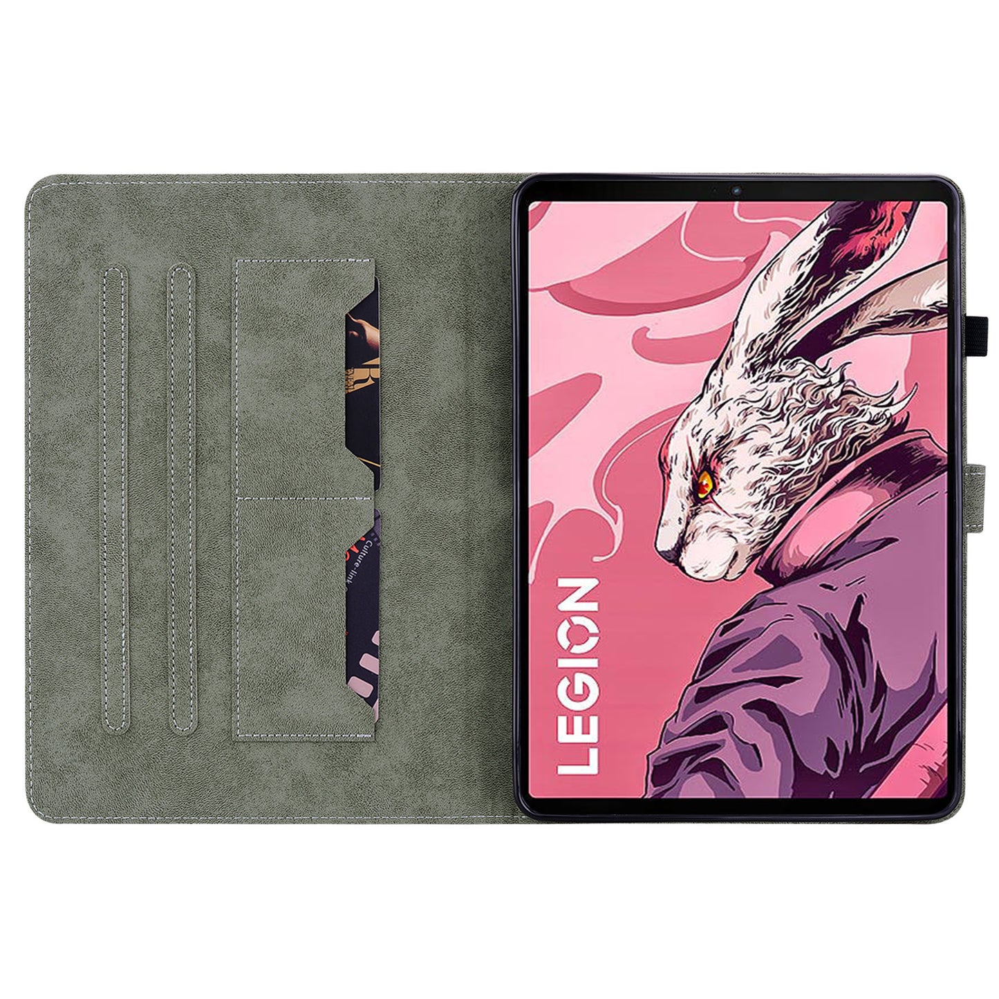 For Lenovo Legion Y700 (2023) Cover Imprinted Stand PU Leather Card Holder Tablet Case