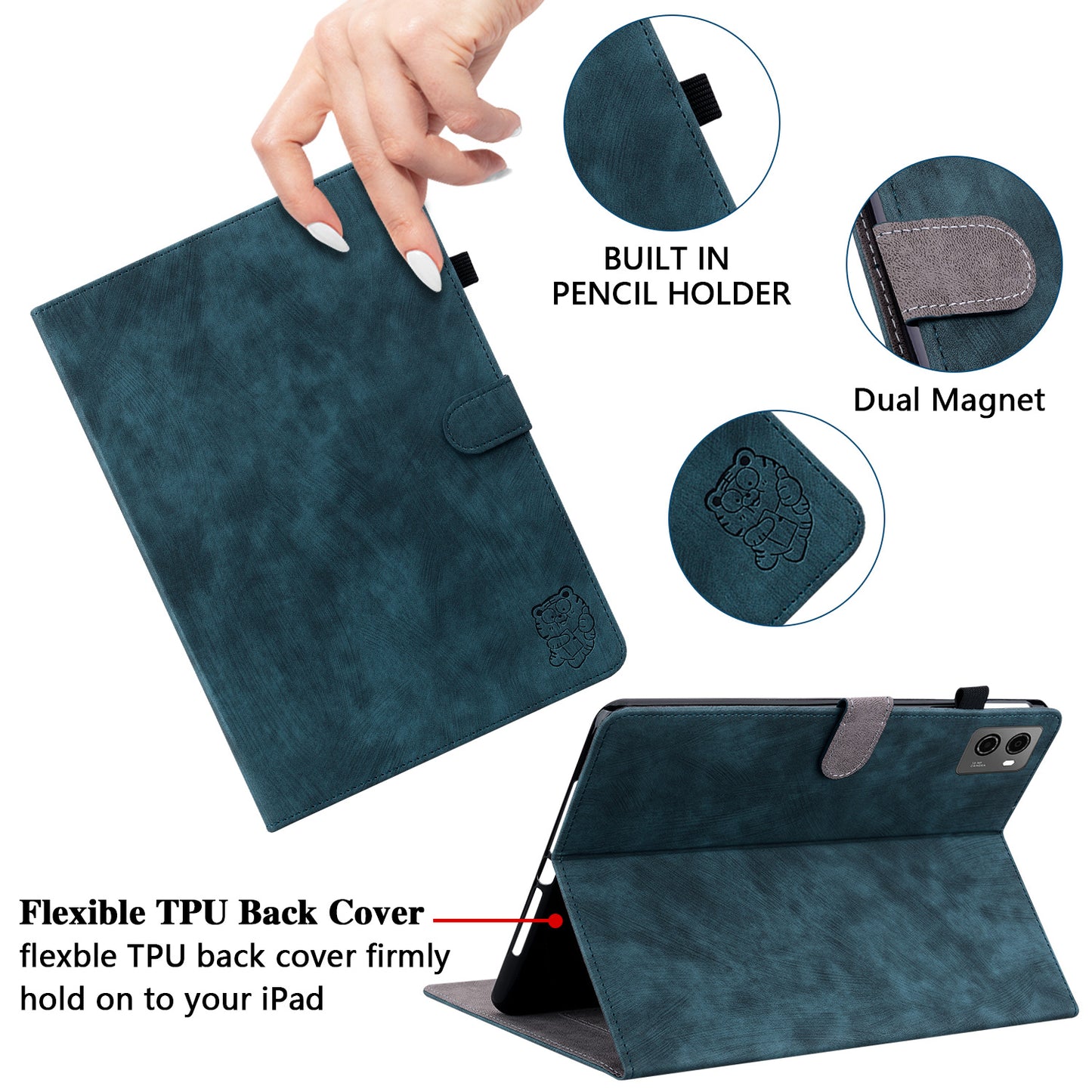 For Lenovo Legion Y700 (2023) Cover Imprinted Stand PU Leather Card Holder Tablet Case