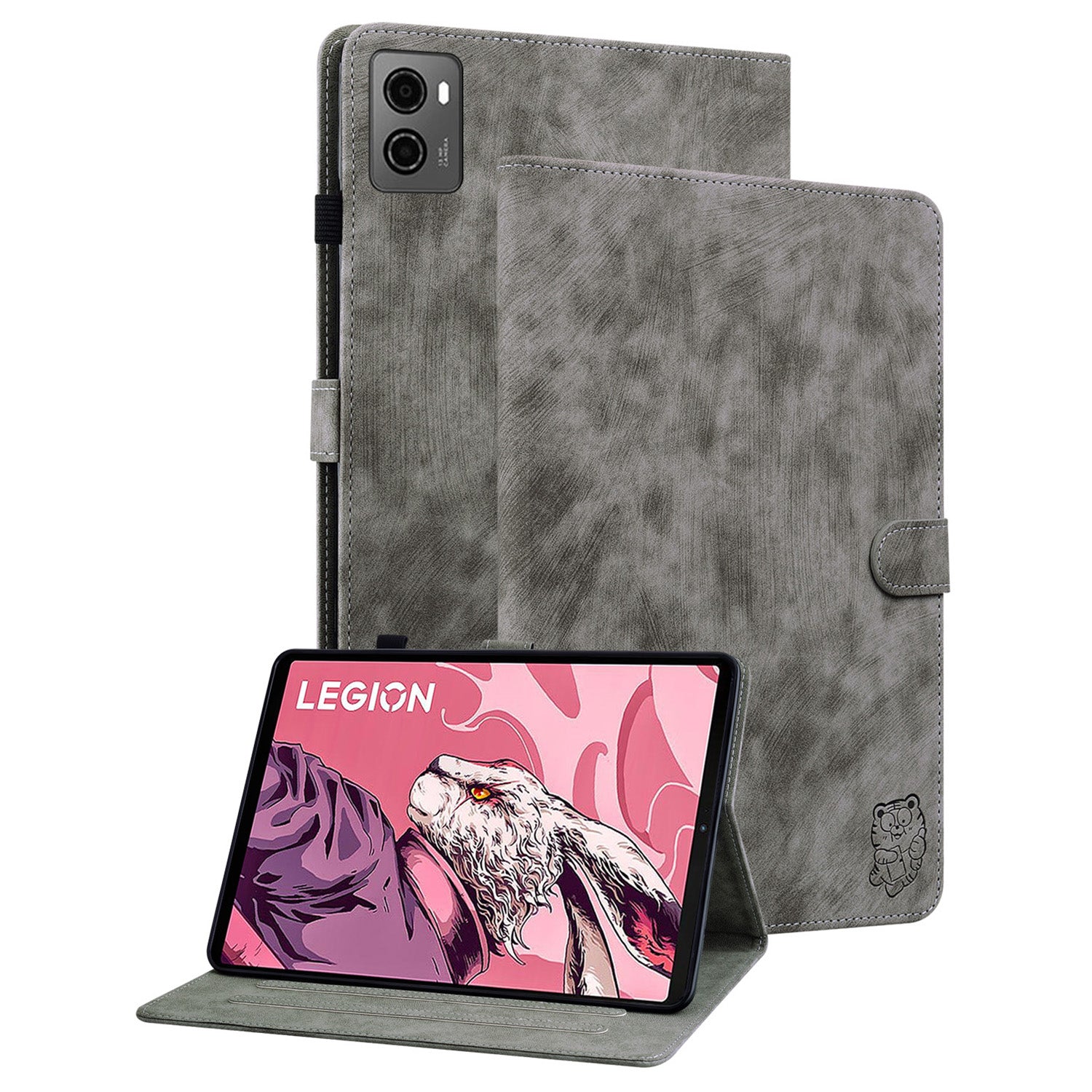 For Lenovo Legion Y700 (2023) Cover Imprinted Stand PU Leather Card Holder Tablet Case