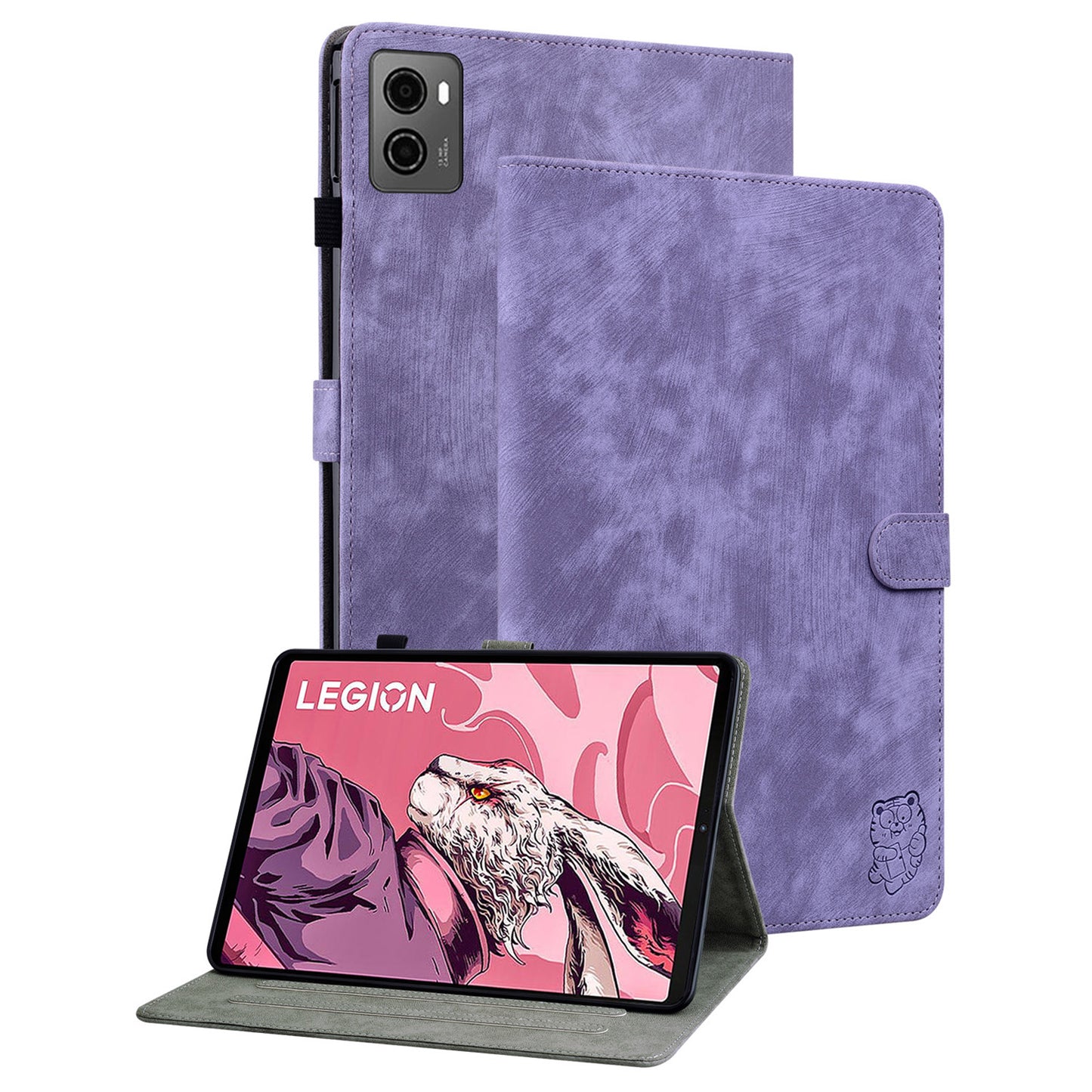 For Lenovo Legion Y700 (2023) Cover Imprinted Stand PU Leather Card Holder Tablet Case