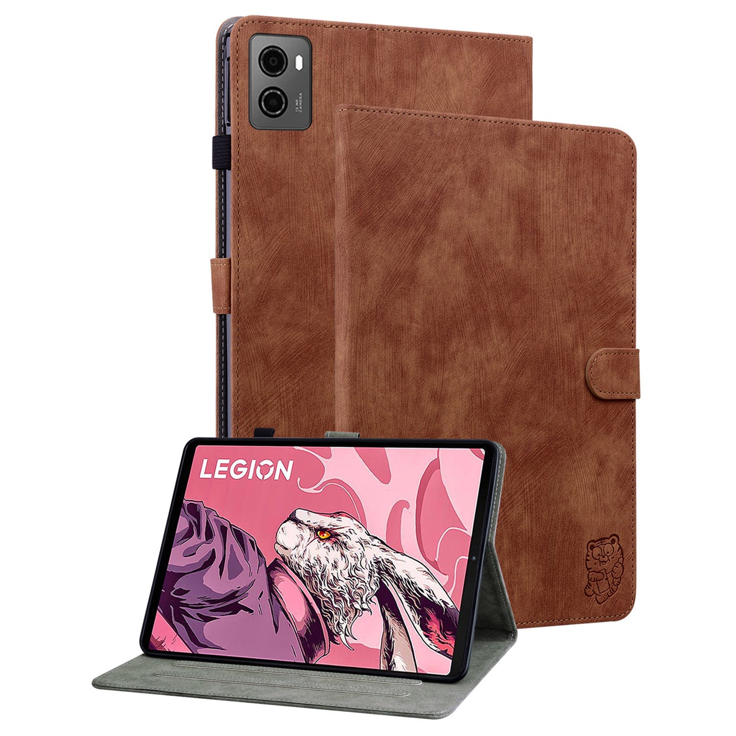 For Lenovo Legion Y700 (2023) Cover Imprinted Stand PU Leather Card Holder Tablet Case