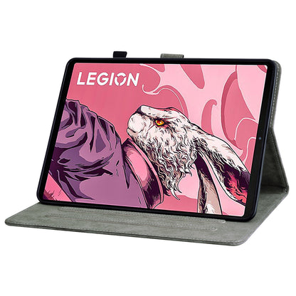 For Lenovo Legion Y700 (2023) Cover Imprinted Stand PU Leather Card Holder Tablet Case
