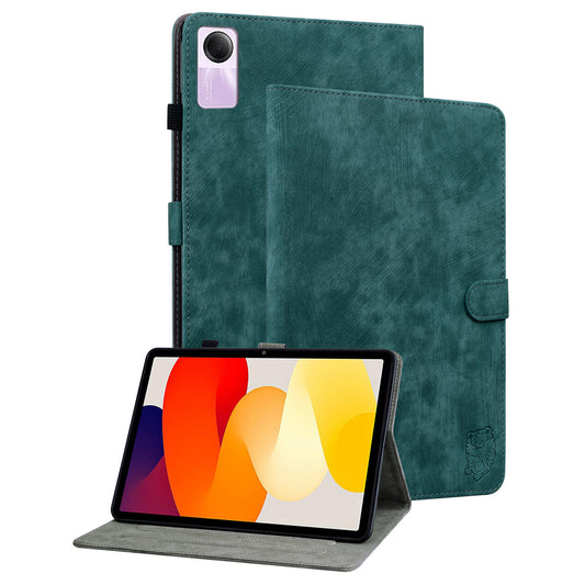 For Xiaomi Redmi Pad SE Cover Cute Tiger Imprint Leather Tablet Case with Card Slots