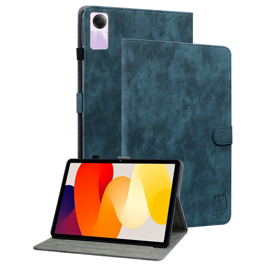 For Xiaomi Redmi Pad SE Cover Cute Tiger Imprint Leather Tablet Case with Card Slots