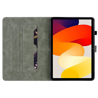 For Xiaomi Redmi Pad SE Cover Cute Tiger Imprint Leather Tablet Case with Card Slots