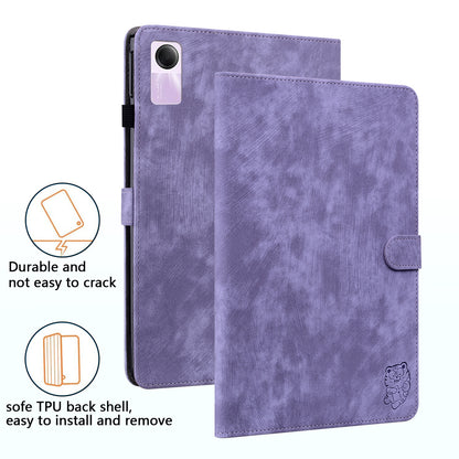 For Xiaomi Redmi Pad SE Cover Cute Tiger Imprint Leather Tablet Case with Card Slots
