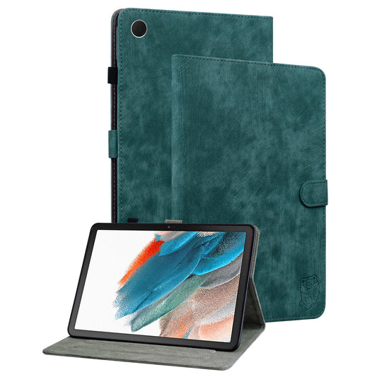 For Samsung Galaxy Tab A9 Leather Cover Cute Tiger Imprint Adjustable Stand Tablet Case