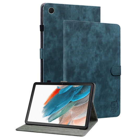 For Samsung Galaxy Tab A9 Leather Cover Cute Tiger Imprint Adjustable Stand Tablet Case