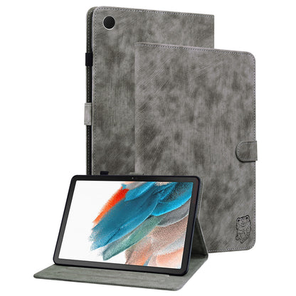 For Samsung Galaxy Tab A9 Leather Cover Cute Tiger Imprint Adjustable Stand Tablet Case