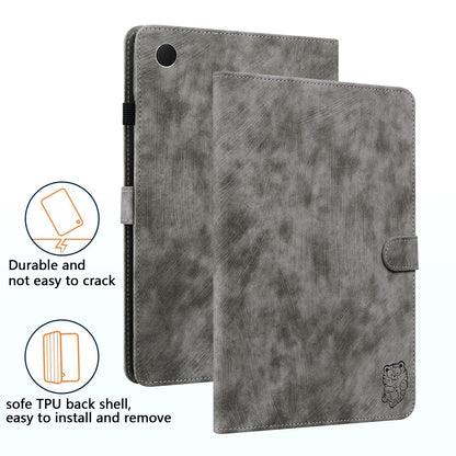 For Samsung Galaxy Tab A9 Leather Cover Cute Tiger Imprint Adjustable Stand Tablet Case
