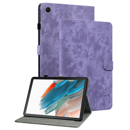 For Samsung Galaxy Tab A9 Leather Cover Cute Tiger Imprint Adjustable Stand Tablet Case