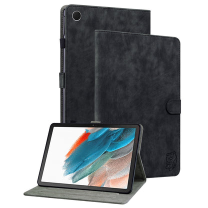For Samsung Galaxy Tab A9 Leather Cover Cute Tiger Imprint Adjustable Stand Tablet Case