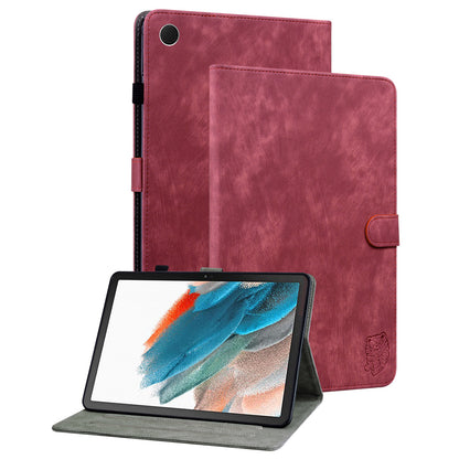 For Samsung Galaxy Tab A9 Leather Cover Cute Tiger Imprint Adjustable Stand Tablet Case