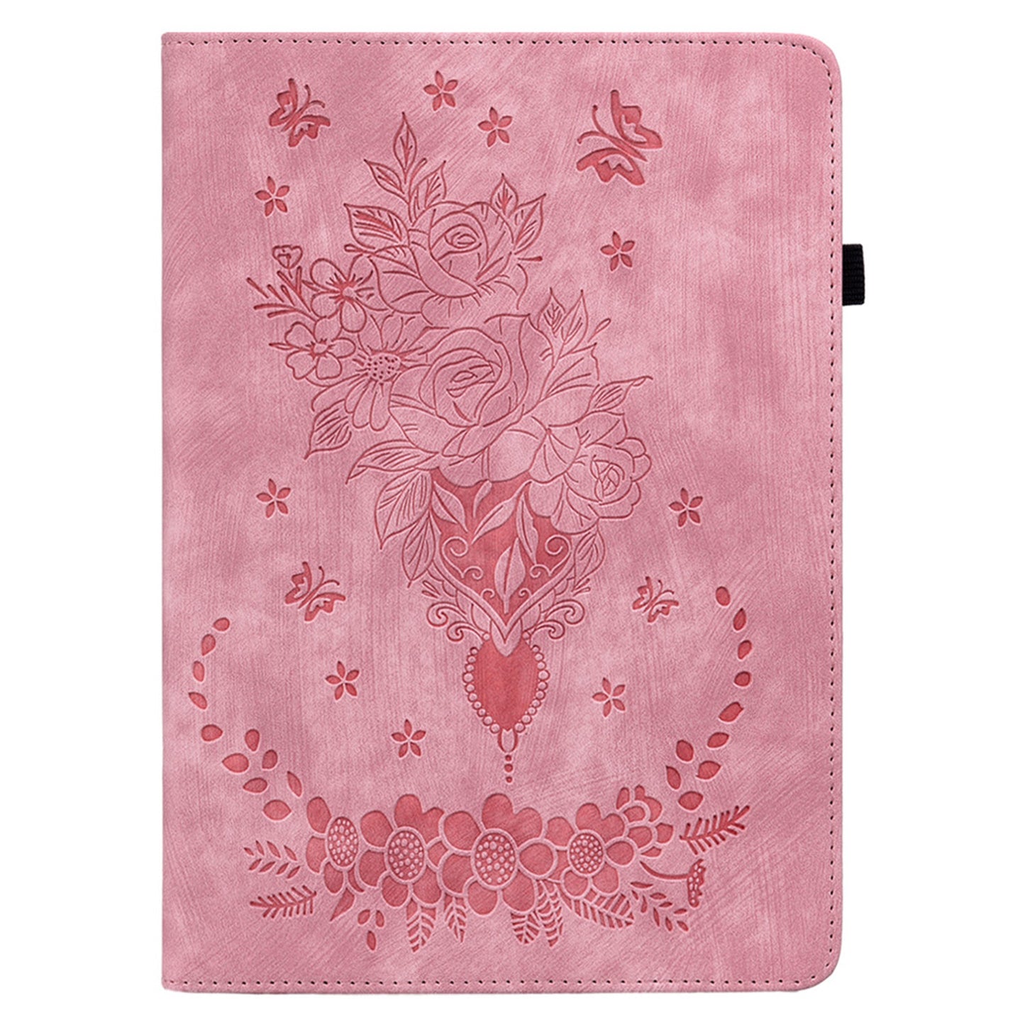 For Lenovo Tab P12 Tablet Cover PU Leather Card Holder Butterfly Rose Imprinted Case