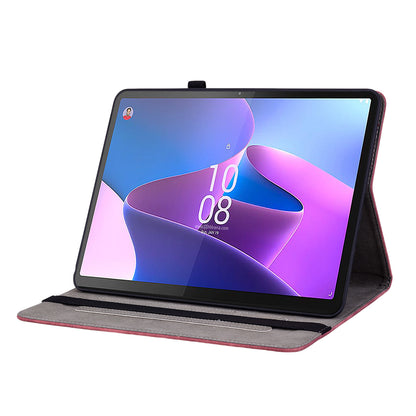 For Lenovo Tab P12 Tablet Cover PU Leather Card Holder Butterfly Rose Imprinted Case
