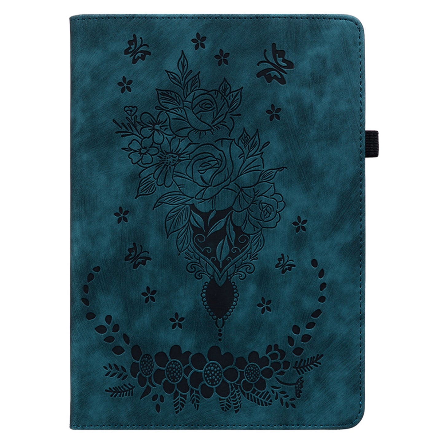 For Lenovo Tab P12 Tablet Cover PU Leather Card Holder Butterfly Rose Imprinted Case