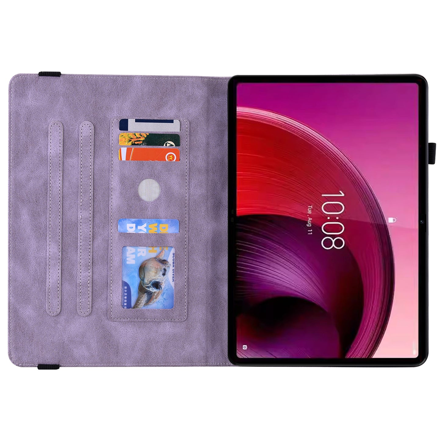 For Lenovo Tab M10 5G PU Leather Case Stand Card Holder Imprinted Tablet Cover