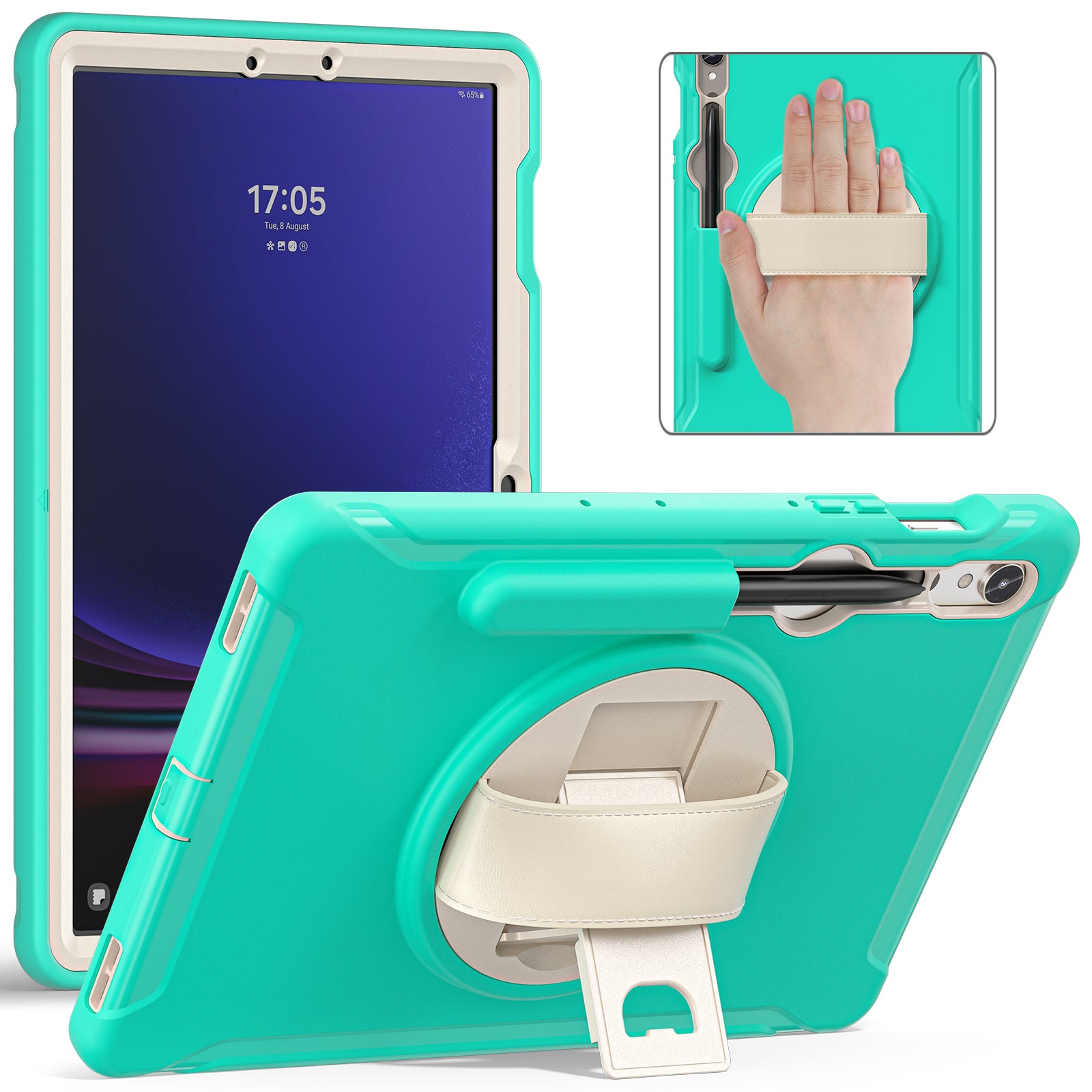 For Samsung Galaxy Tab S9 FE / S7 T870 / S8 X700 / S9 X710 Case PC+TPU Kickstand Tablet Cover with Pen Slot