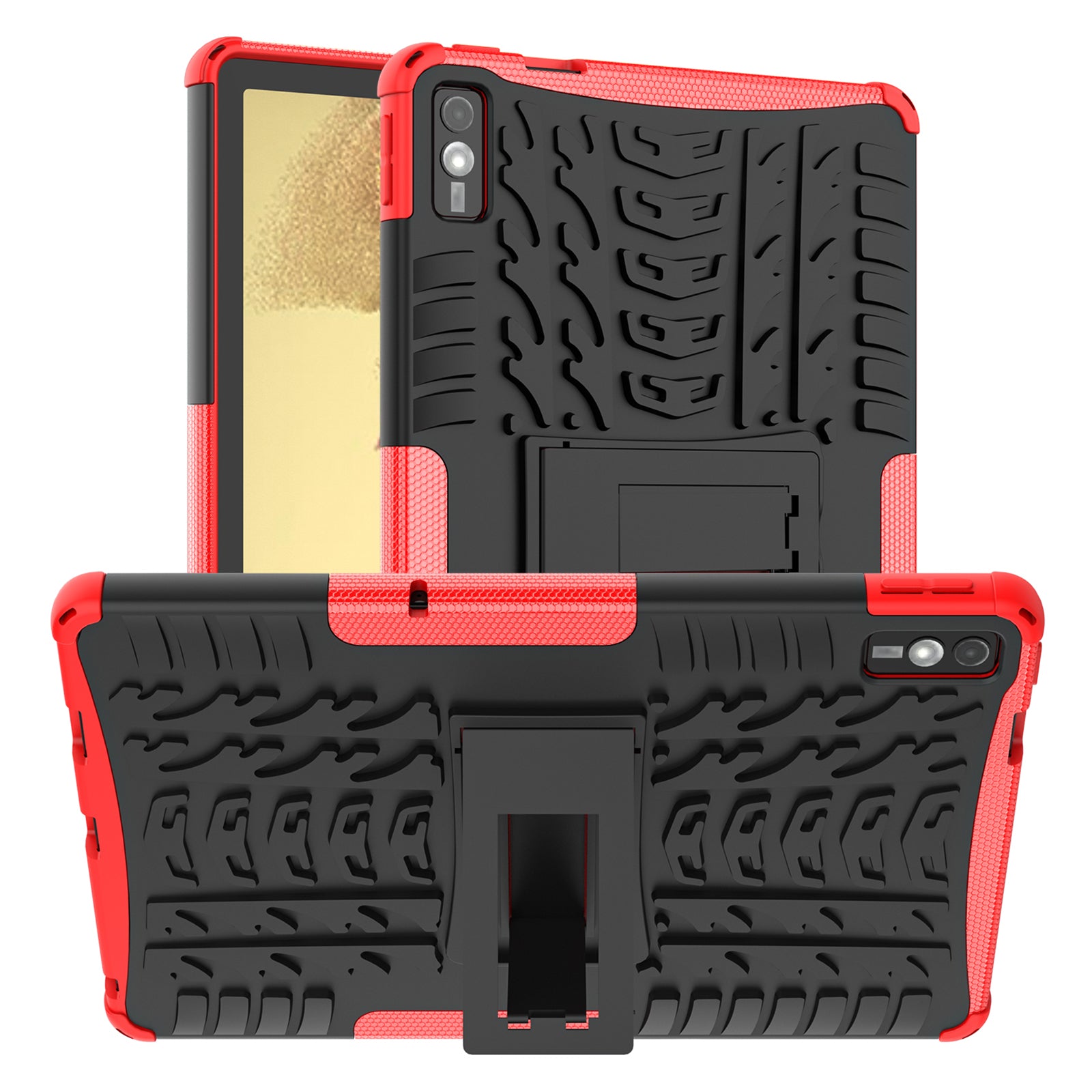 For Lenovo Tab M10 5G Case Tyre Pattern PC+TPU Kickstand Tablet Cover