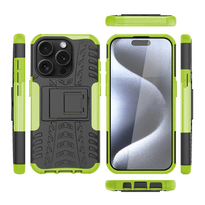For iPhone 15 Pro Max Case Kickstand PC+TPU Anti-slip Phone Cover