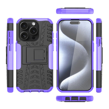 For iPhone 15 Pro Max Case Kickstand PC+TPU Anti-slip Phone Cover