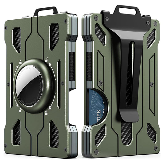 BIIGELL KB002 Multifunction Metal Card Holder for Apple AirTag, Clip-on Design Card Protection Case Card Carrying Pouch