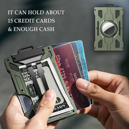 BIIGELL KB002 Multifunction Metal Card Holder for Apple AirTag, Clip-on Design Card Protection Case Card Carrying Pouch