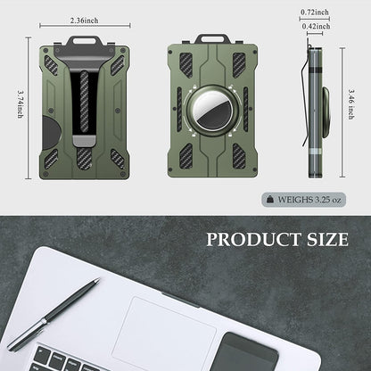 BIIGELL KB002 Multifunction Metal Card Holder for Apple AirTag, Clip-on Design Card Protection Case Card Carrying Pouch