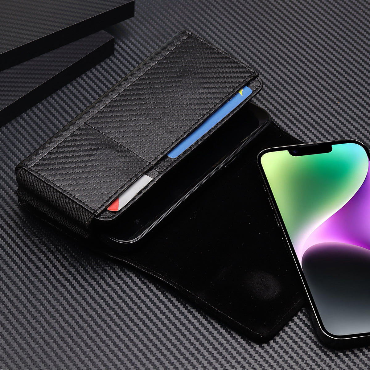 17.2 x 9.5 x 4cm Dual Smartphone Belt Pouch Horizontal Cell Phones PU Leather Waist Phone Bag