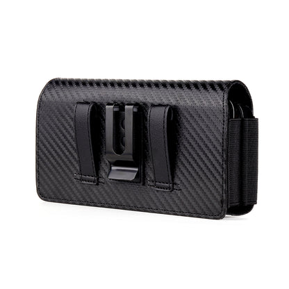 17.2 x 9.5 x 4cm Dual Smartphone Belt Pouch Horizontal Cell Phones PU Leather Waist Phone Bag