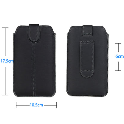 17.5 x 10.5cm Slim Waist Phone Bag for 6.7 inch Smartphones Belt Phone Pouch Universal PU Leather Holder
