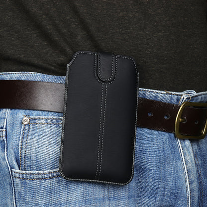 17.5 x 10.5cm Slim Waist Phone Bag for 6.7 inch Smartphones Belt Phone Pouch Universal PU Leather Holder