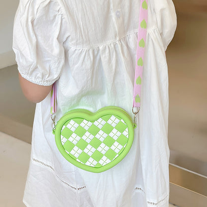 Women Cute Heart Shape Small Shoulder Bag Silicone Crossbody Bag Birthday Gift