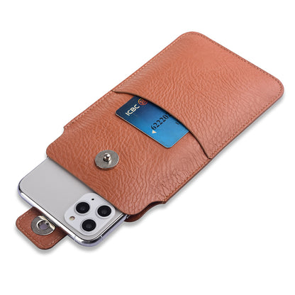 Slim PU Leather Belt Phone Bag for Mobile Phones Magnetic Closure Waist Pouch