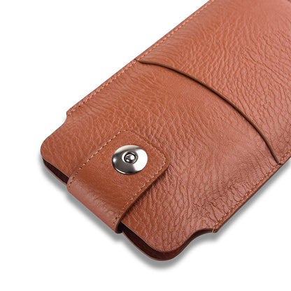 Slim PU Leather Belt Phone Bag for Mobile Phones Magnetic Closure Waist Pouch